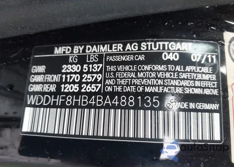 2011 Mercedes-Benz E 350 4Matic from USA, damaged, VIN WDDHF8HB4BA488135